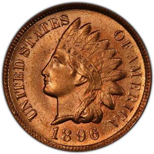 1896年 1セント インディアンヘッド セント -- PCGS MS66 RED