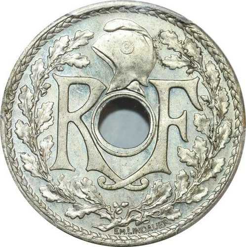 S7908 フランス 25 サンタイム リンダウアー エッサイ アン ホロウ 1937 PCGS SP65 UNC-
