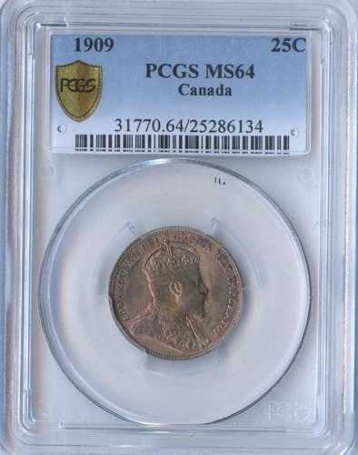 1909 年 25 セント - PCGS MS64 - 素晴らしい色調!