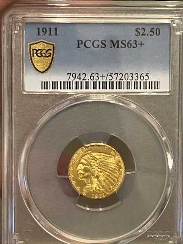 1911年 金貨 インディアンヘッドクォーターイーグル PCGS MS63+ 光沢良好！$2.50｜WORLD RESOURCE【QUEEN店】