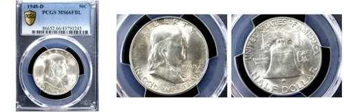 1948-D 50C MS66FBL PCGS-フランクリンハーフダラー-- 353,430円