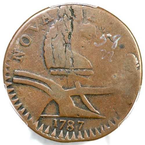 1787 M 58-n R-4 PCGS F 12 キャメルヘッド ニュージャージー植民地銅貨|WORLD RESOURCE【QUEEN店】