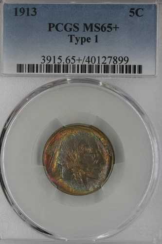 1913 5C PCGS TYPE 1 MS 65+ バッファローニッケル、インディアンニッケル、5セントコイン