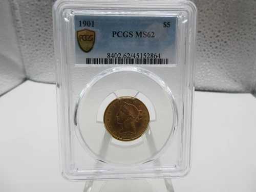 1901年 PCGS MS62 コロネットヘッド 5ドル ハーフイーグル金貨