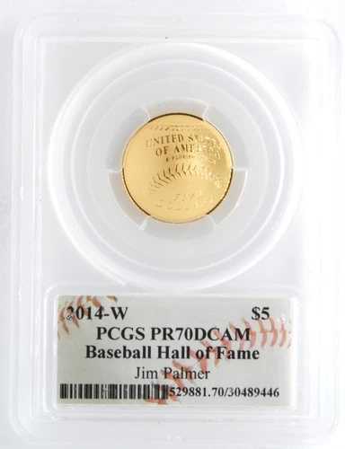 アメリカ造幣局 2014-W 5ドル金貨 野球記念硬貨 PCGS PR70DCAM ジム・パーマー直筆サイン 358,380円