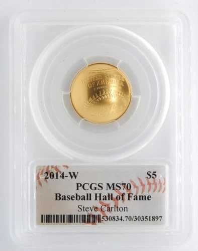 アメリカ造幣局 2014-W 5ドル金貨 野球記念 PCGS MS70 スティーブ・カールトン サイン入り｜WORLD RESOURCE【QUEEN店】