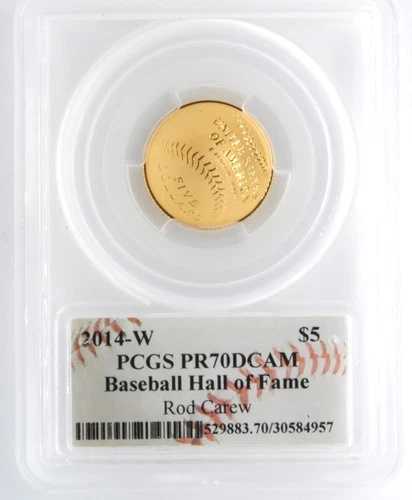 アメリカ造幣局 2014-W 5ドル金貨 野球記念硬貨 PCGS PR70DCAM ロッド・カルー直筆サイン入り｜WORLD RESOURCE【QUEEN店】