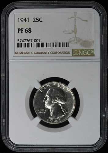 1941年ワシントンクォーター25セント NGC PR68