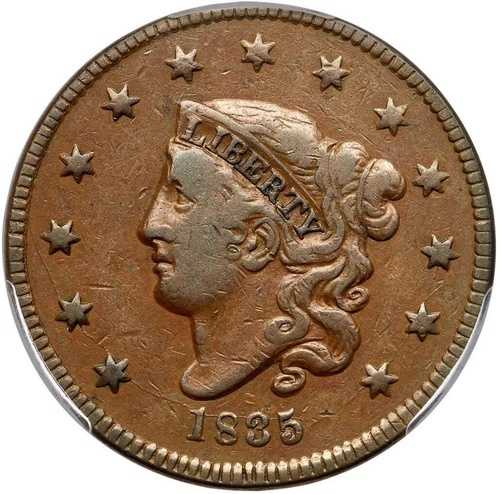 1835 N-4 R-4+ PCGS VF 25 Sm 8 Sm スターズ マトロンまたはコロネットヘッド ラージセントコイン 1c|WORLD RESOURCE【QUEEN店】