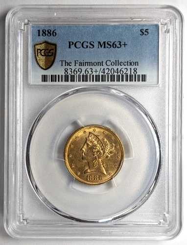 1886年 P 5ドル金貨 リバティヘッド ハーフイーグル PCGS MS63+|WORLD RESOURCE【QUEEN店】