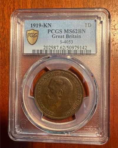 イギリス ジョージ5世 1919-KN ペニーコイン 未流通 PCGS認定 MS62|WORLD RESOURCE【QUEEN店】