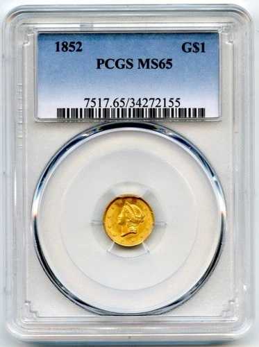 米国金貨1ドル、1852-P リバティヘッド、MS65 PCGS7517.65/34272155、10928|WORLD RESOURCE【QUEEN店】