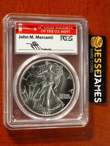 1987年 (S) シルバーイーグル PCGS MS70 サンフランシスコで製造 ジョン・マーカンティのサイン入り 275,715円
