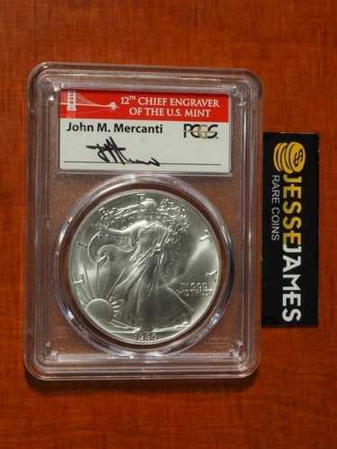 1986年 (S) シルバーイーグル PCGS MS70 サンフランシスコで製造 ジョン・マーカンティのサイン入り｜WORLD RESOURCE【QUEEN店】
