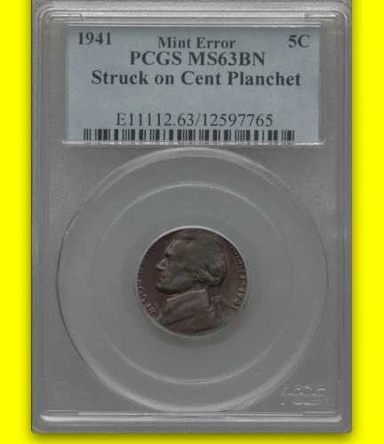 1941年 PCGS MS63 ジェファーソン・ニッケル・オン・セント ?? 希少な日付 5C 1C プランシェットに刻印｜WORLD RESOURCE【QUEEN店】