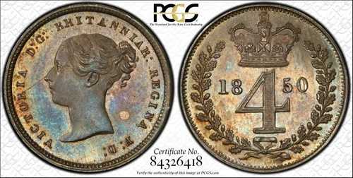 1850年 ヴィクトリア州 イギリス 英国 マウンディセット PCGS PL61 PL64 PL62 PL64 1 2 3 4 ペンス｜WORLD RESOURCE【QUEEN店】