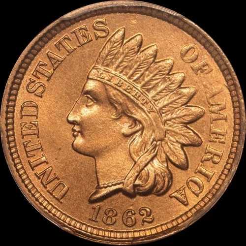 1862年 1セント インディアンヘッド セント PCGS MS 65+ CAC トーン、表面下レインボートーン|WORLD RESOURCE【QUEEN店】