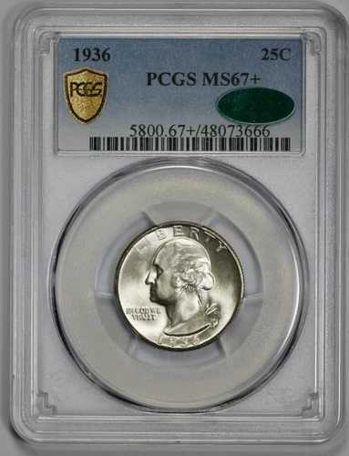 1936年ワシントン25セント銀貨 PCGS MS 67+ CAC承認|WORLD RESOURCE【QUEEN店】