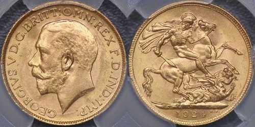 1924年メルボルンソブリン - PCGS MS64