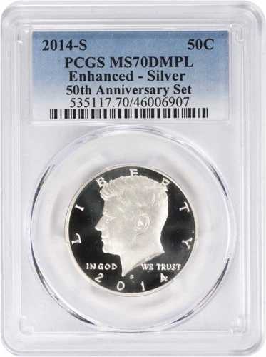 2014-S ケネディ銀貨ハーフダラー 50周年記念セット エンハンスド MS70DMPL PCGS