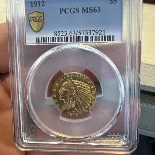 1912年 PCGS MS-63 5ドル インディアンヘッド ゴールド ハーフイーグル