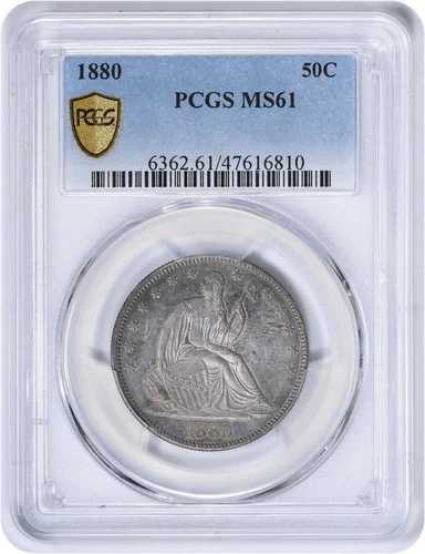 1880年 自由の女神像 銀貨 ハーフドル MS61 PCGS