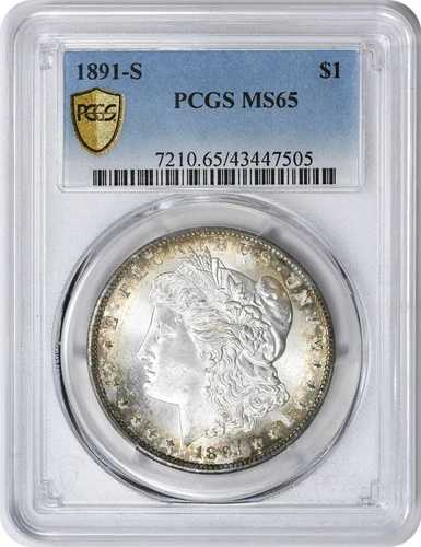 1891-S モルガン銀貨 MS65 PCGS