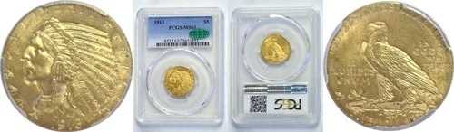 1913年 5ドル インディアンゴールド PCGS MS-63 CAC|WORLD RESOURCE【QUEEN店】