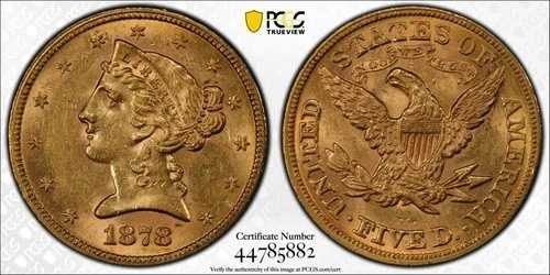 1878年 ゴールド ハーフイーグル リバティヘッド PCGS MS-61
