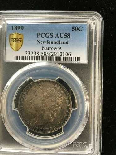 1899年 ナロー9、PCGS認定ニューファンドランド 50セント、**AU-58** #2106