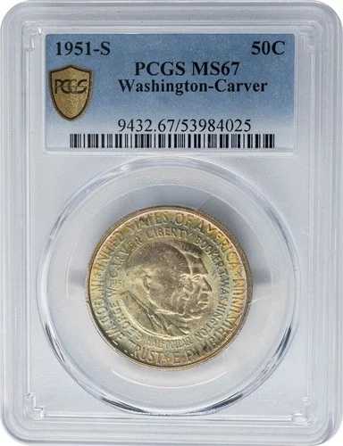 1951-S ワシントン カーバー ハーフ 50セント MS67 セキュア PCGS 948497-31