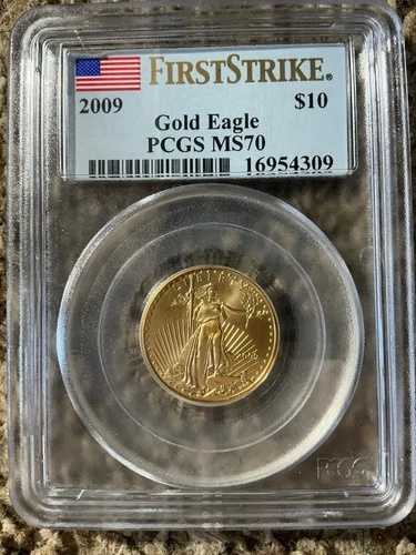 2009年 アメリカンゴールドイーグル 1/4オンス コイン 10ドル MS70 ファーストストライク PCGS