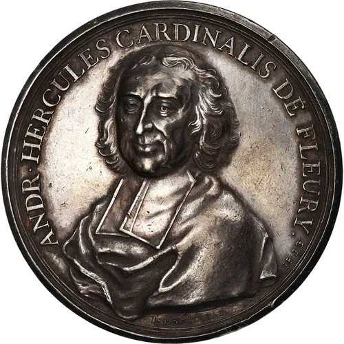 [#488762] フランス、メダル、アンドレ・エルキュール・ド・フルーリー、1736年、ジュネーブ、銀、ダス、すなわち
