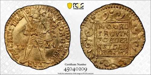 オランダ。1724年ユトレヒト。ダカット PCGS MS-62