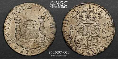 1769 MO MF 8 REALES メキシコ エル カザドル難破船 NGC AU 詳細 8403097-001 希少！ 397,485円