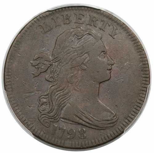 1798年製ドレープバスト・ラージセント、スタイル1ヘア、S-157、PCGS VF30