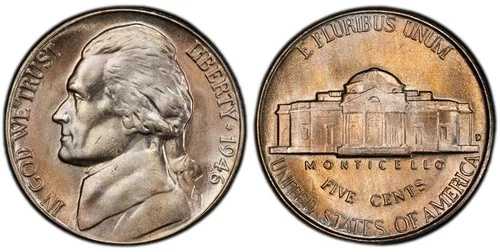 1946-D/D 5c PCGS MS 66 ~ メジャー ジェファーソン ニッケル RPM バラエティ