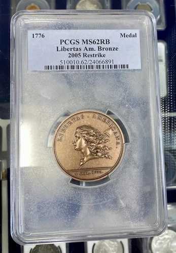 フランス 1776年 ブロンズ 46mm リベルタス・アメリカーナ 2005年 再鋳造メダル PCGS MS-62 RB