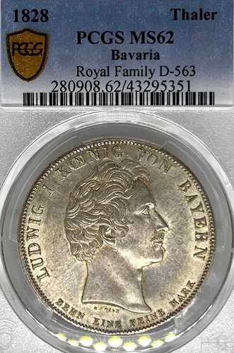 ドイツ諸州 バイエルン 1828年 ターラー貨幣 ターラー PCGS MS 62 F.STG/STG 王室