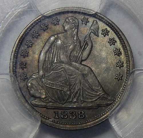 1838年 PCGS MS66 ドレープなし、大型スター座像リバティダイム