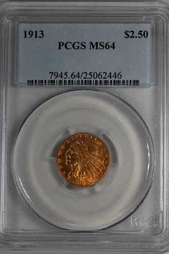1913 G2.50 PCGS MS 64 インディアンヘッド 2.50ドル金貨