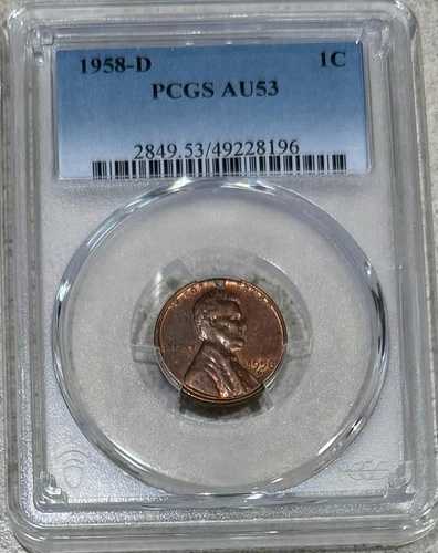 1958-D ウィートペニー PCGS プロフェッショナルグレード AU53 (本物)