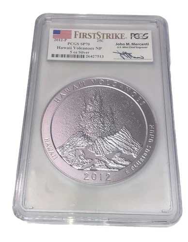 2012-P ハワイ火山国立公園 5オンス ファーストストライク シルバー PCGS SP70 (新品同様)
