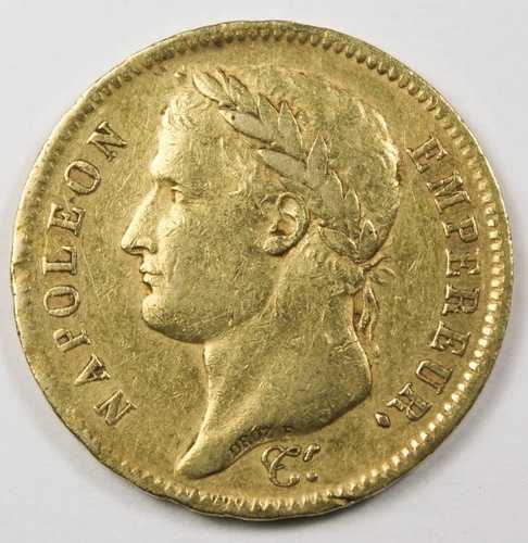 フランス 1811 A 40 フラン 12.9g 金貨 XF KM#696.1 ナポレオン帝国 0.3734 AGW
