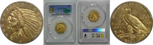 1911年 5ドルインディアンゴールド - PCGS MS-63 CAC