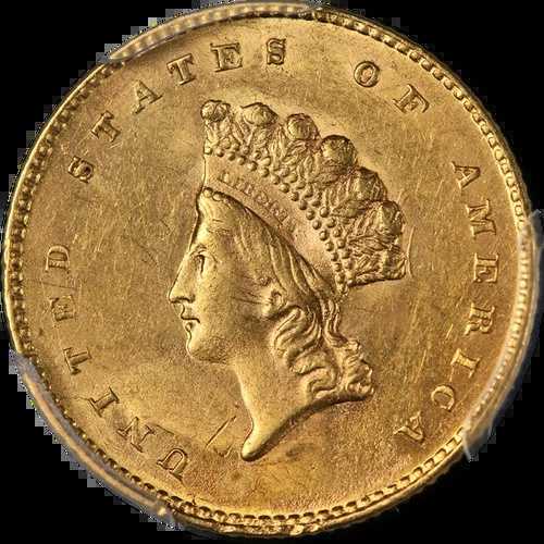 1855-P タイプ2 インディアンプリンセスゴールド $1 PCGS MS62 素晴らしい外観 素晴らしい打刻｜WORLD RESOURCE【QUEEN店】