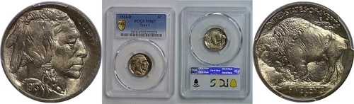 1913-D T-1 バッファローニッケル PCGS MS-67