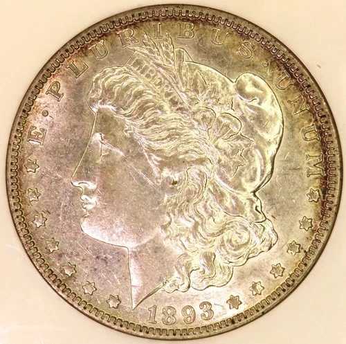 モルガン・シルバー・ダラー 1893-O、NGCグレード AU-55。キーデート付き。希少価値の高いコインです！