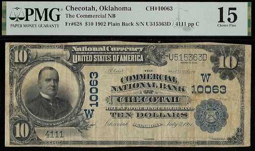 1902 $10 国立銀行 チェコタ オクラホマ州 CH 10063 # 401|WORLD RESOURCE【QUEEN店】