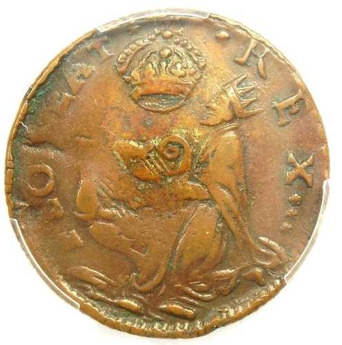 1670年 ニュージャージー州セントパトリック・ファーシング・コロニアルコイン 1/4ペンス - PCGS XF40 - 価値3500ドル